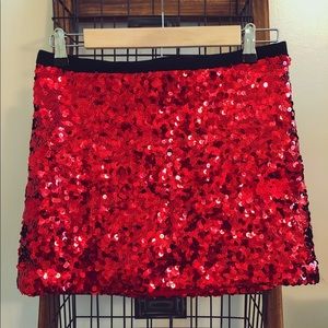 Red Betsey Johnson Sequin Mini Skirt